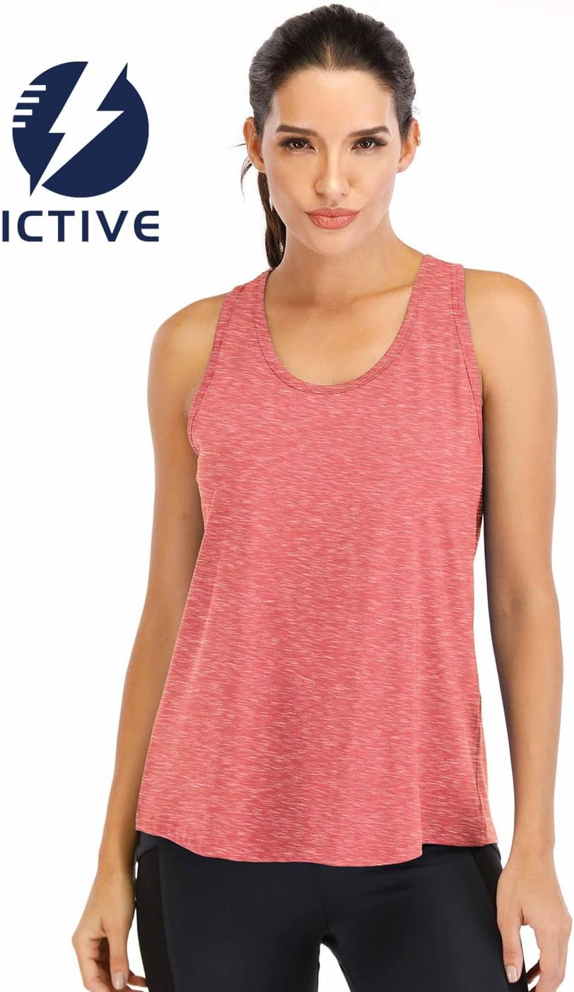 Detalle de ICTIVE Débardeur Sport Femme Ample – Dos nu en maille respirante pour musculation et course