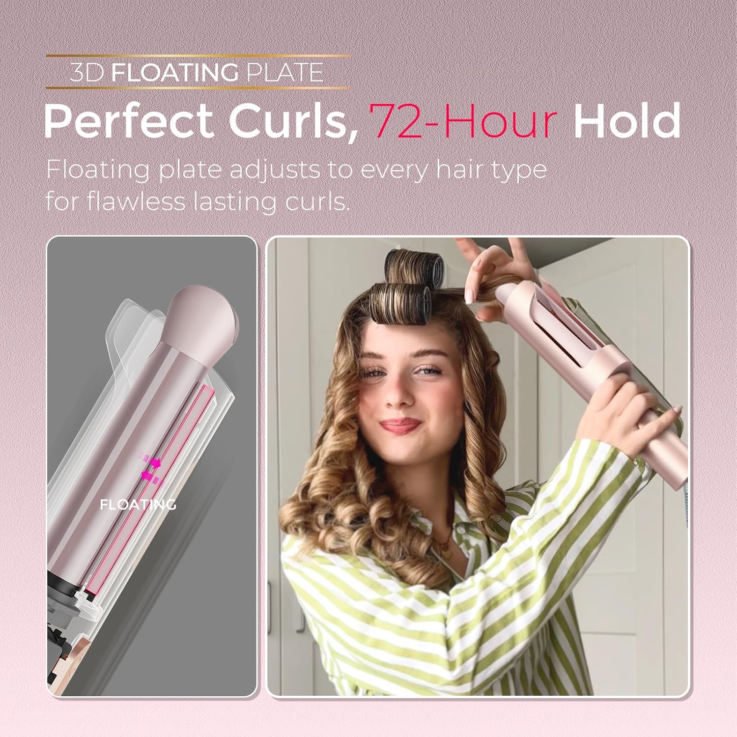 Detalle de TYMO CurlPro Plus Hair Curler Automatic Rotating – Long Barrel 25 mm, UK Plug