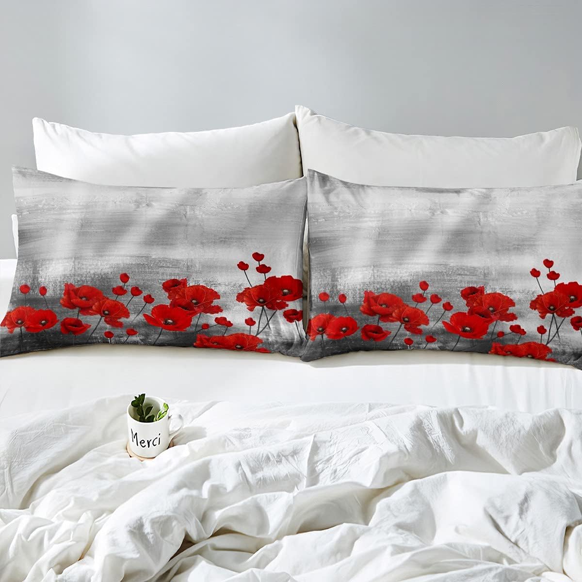 Thumbnail 3 de Red Poppy Duvet Cover Watercolor Flower Art Bedding Set by Homemissing