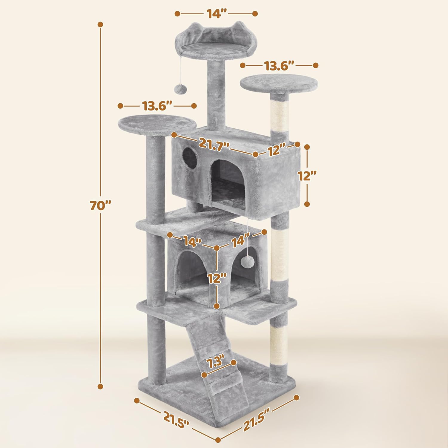 Detalle de Yaheetech Cat Tree, 70-inch