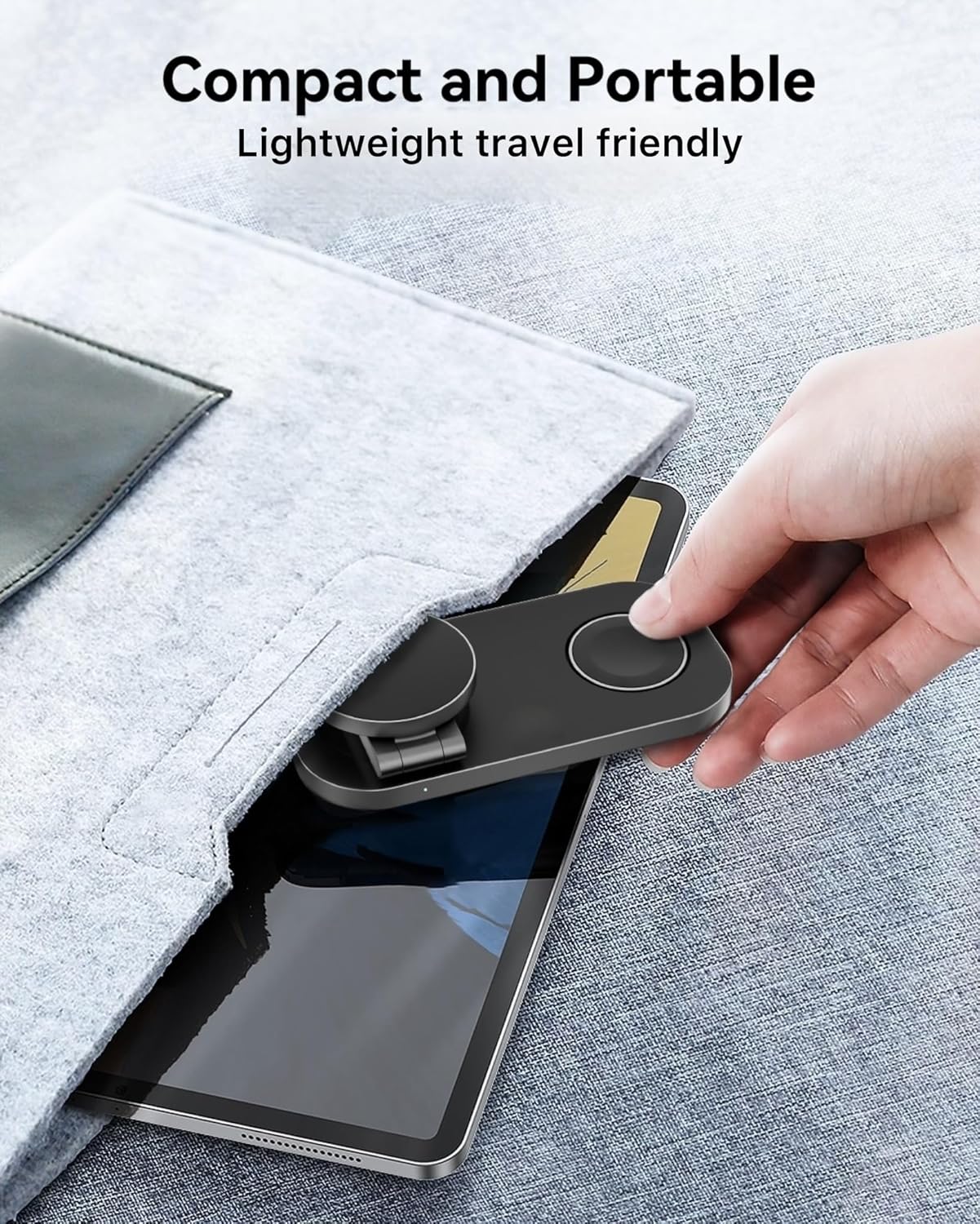 Thumbnail 4 de 3 in 1 Wireless Charging Station (Foldable) for iPhone, Apple Watch & AirPods – Travel-Ready MagSafe Stand, 20W Adapter Included (Black)