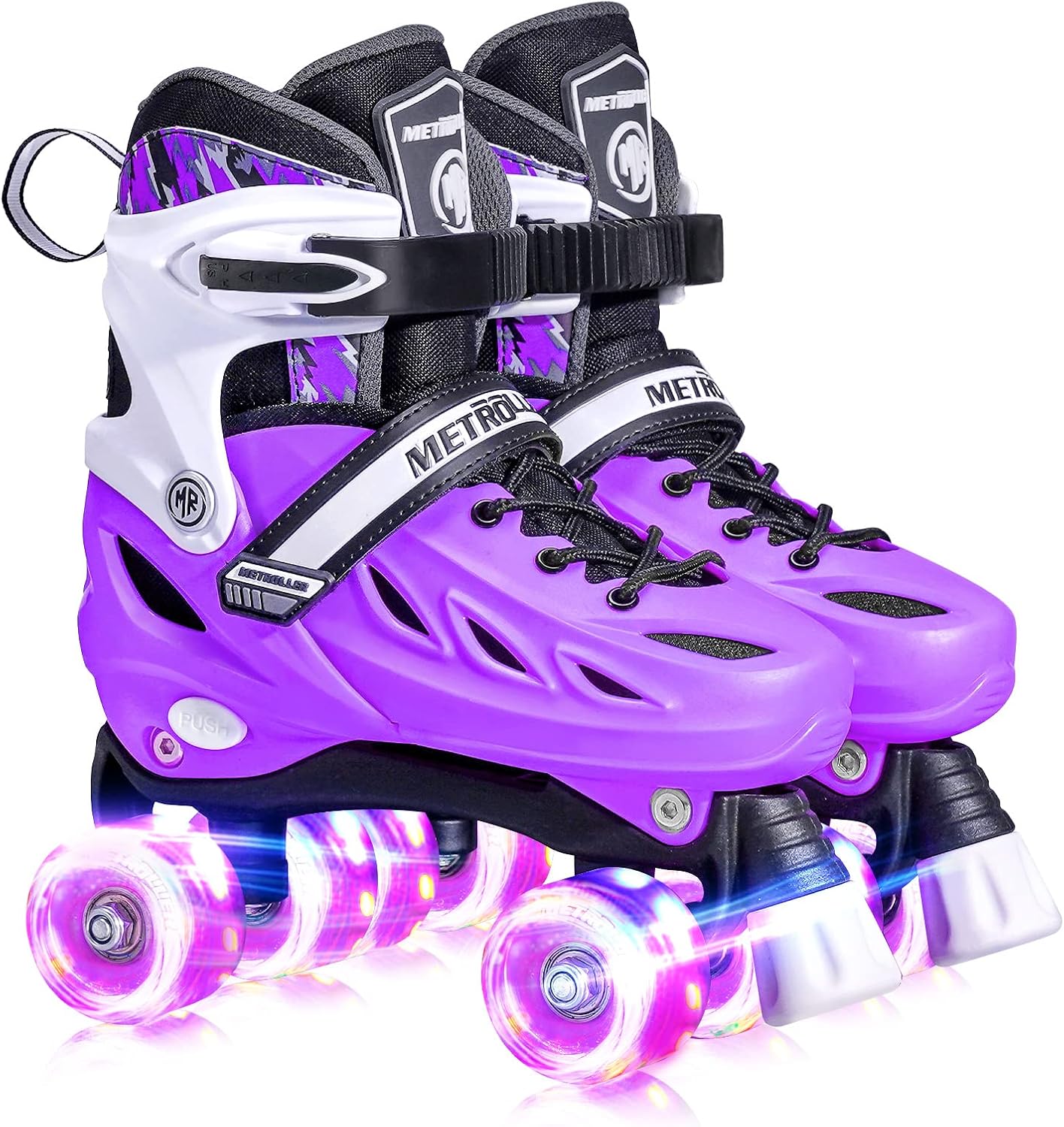 Detalle de METROLLER Adjustable Roller Skates for Kids & Teens (Light-Up Wheels, 4-Size Fit)