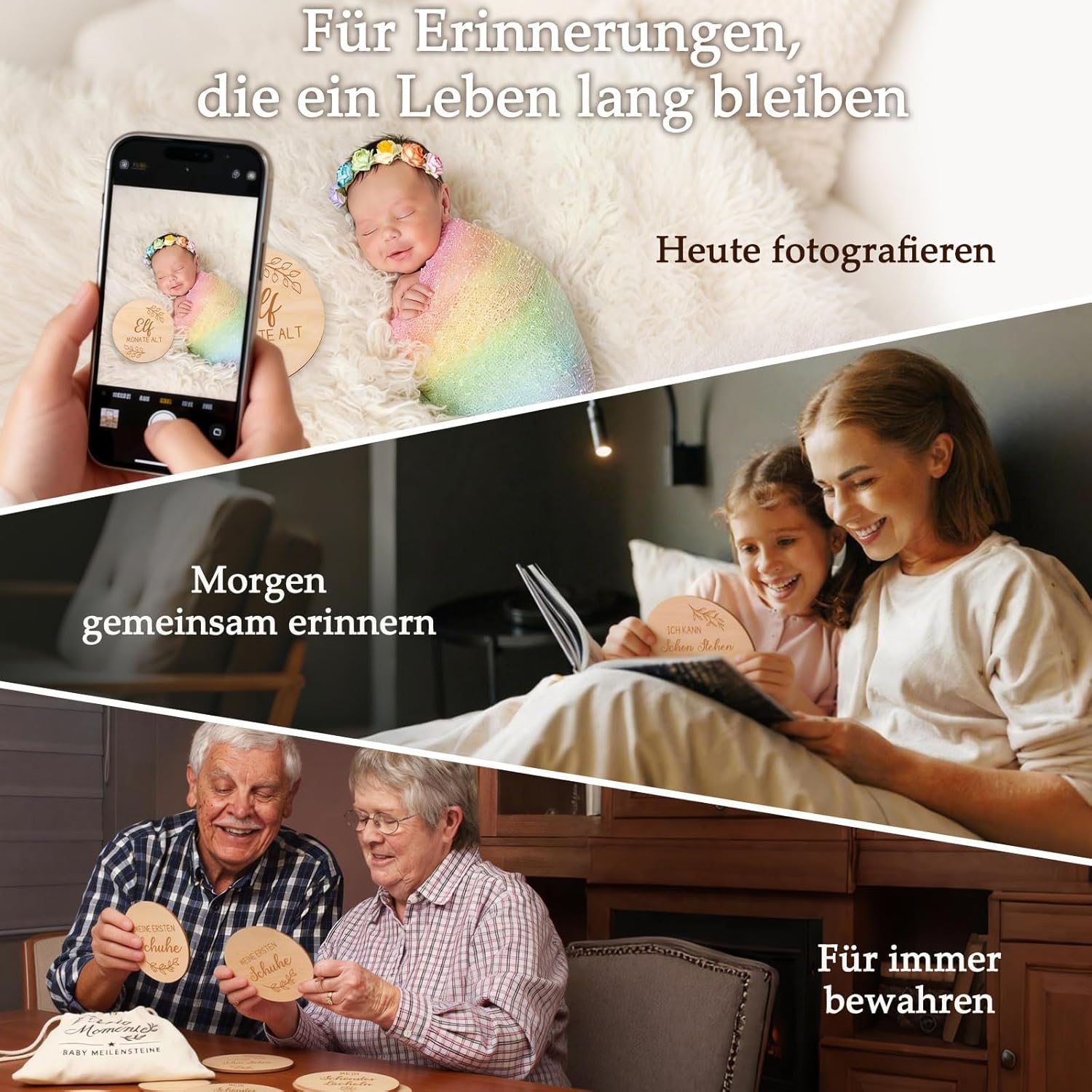 Thumbnail 6 de Giftota 46 Holz-Meilensteinkarten Baby – inkl. Ständer & Stoffbeutel, FSC-Holz, Deutsch