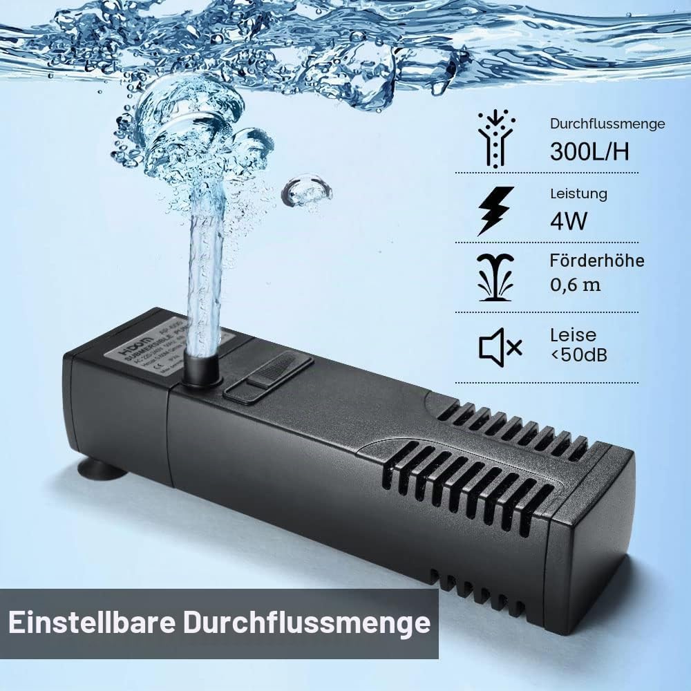 Detalle 2 de flintronic Aquarium Filter 4W – Innenfilter mit einstellbarem Durchfluss, 300 L/H, 60 L Aquarium