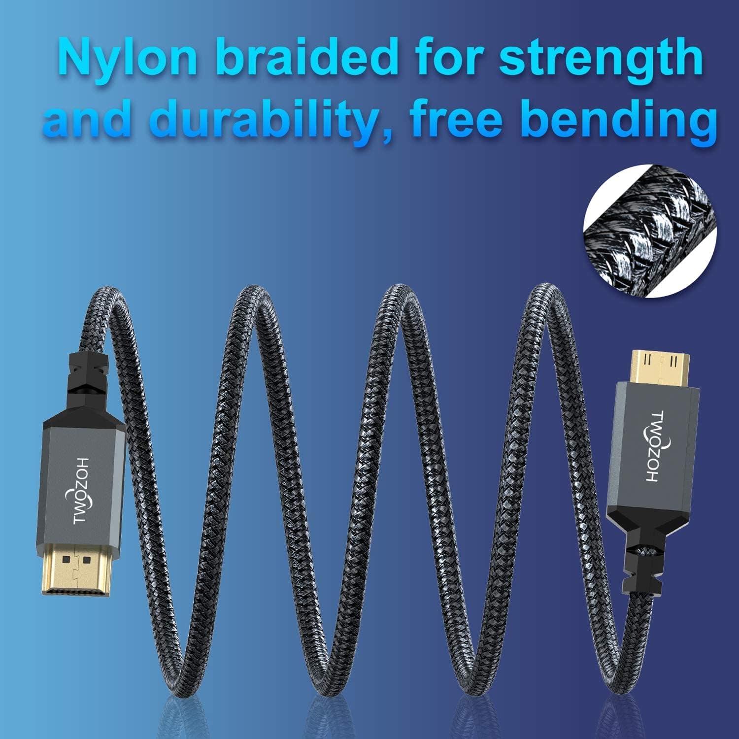 Detalle 2 de Twozoh Cable Mini HDMI a HDMI 1 m 2 unidades
