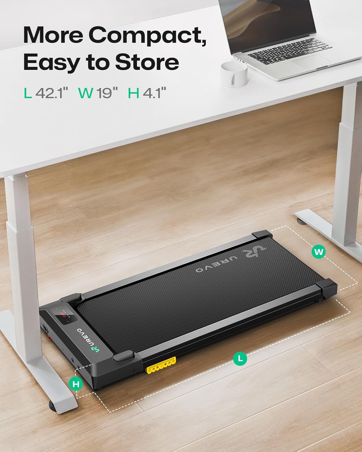 Thumbnail 6 de UREVO URTM025 SpaceWalk E1L Under-Desk Walking Pad, 2.5 HP, App & 5-Layer Belt