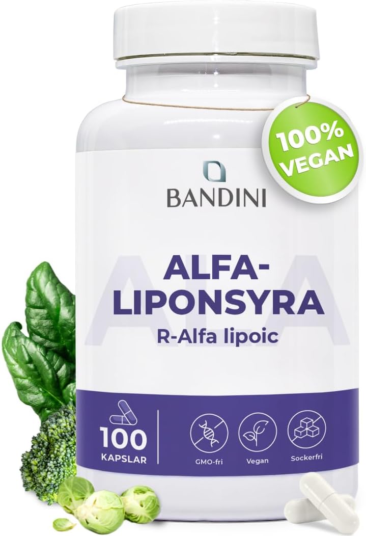 Detalle de BANDINI ALA alfaliponsyra 200 mg, 100 veganska kapslar