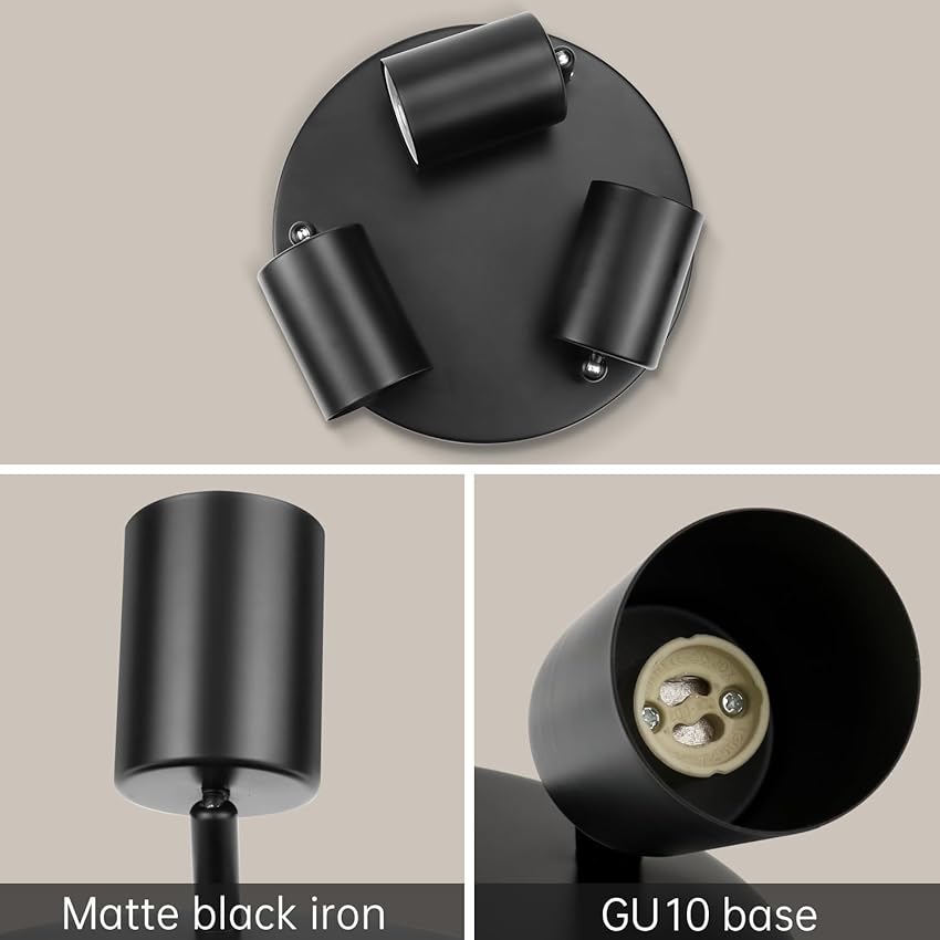 Detalle 2 de Dehobo Lámpara de Techo 3 Focos Giratorios GU10