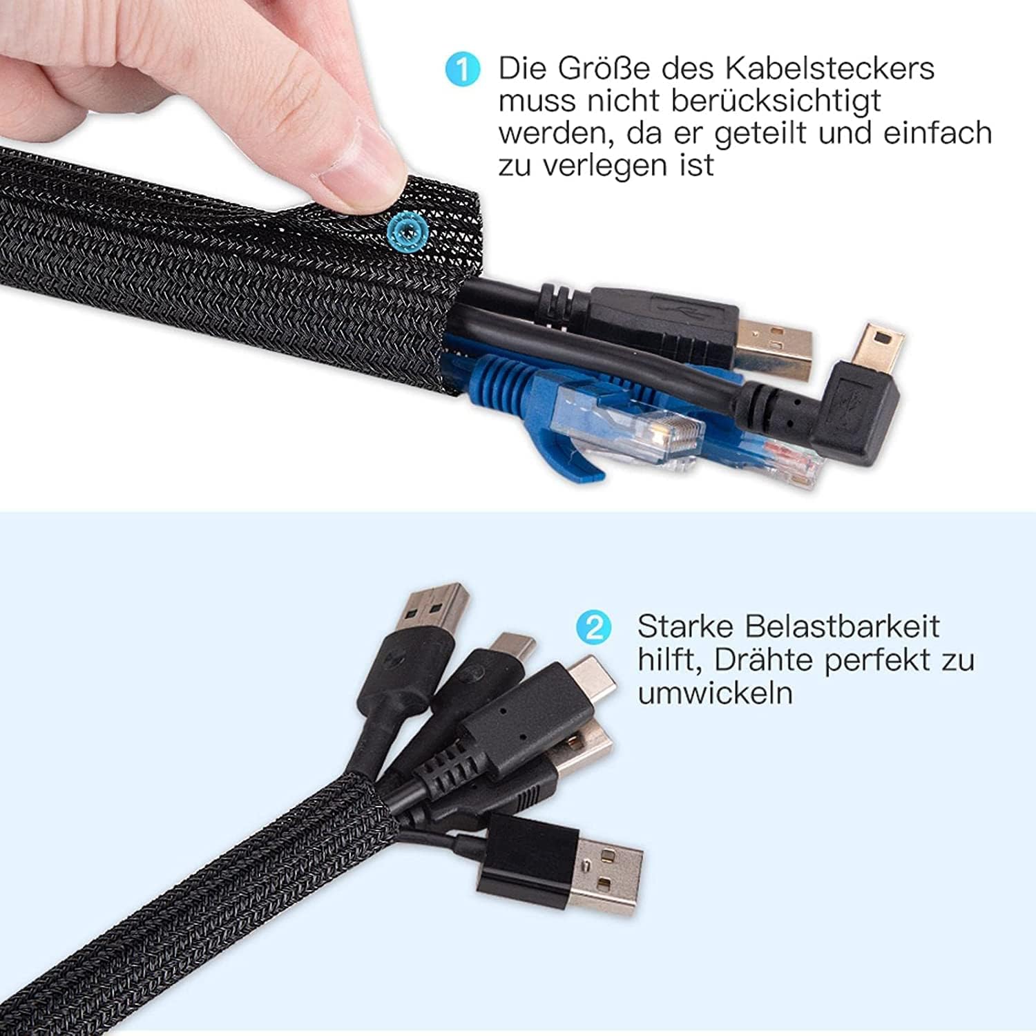 Thumbnail 2 de AGPTEK Kabelschlauch 19mm – 3m, selbstschließend, flexibler Kabelkanal für Büro und Zuhause