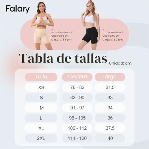 Thumbnail 4 de FALARY: Pack de 3 bragas leggings para mujer beige, anti rozaduras y transpirable (corte corto tipo boxer)