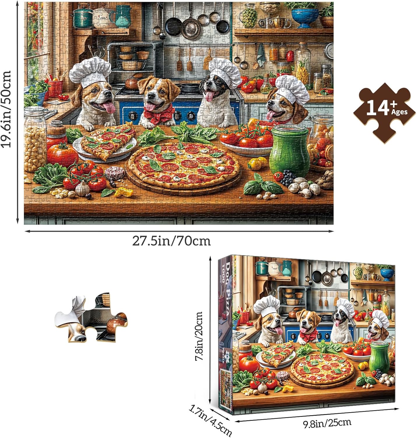 Thumbnail 2 de Puzzles 1000 Pieces Dogs' Pizza Meal jigsaw puzzle