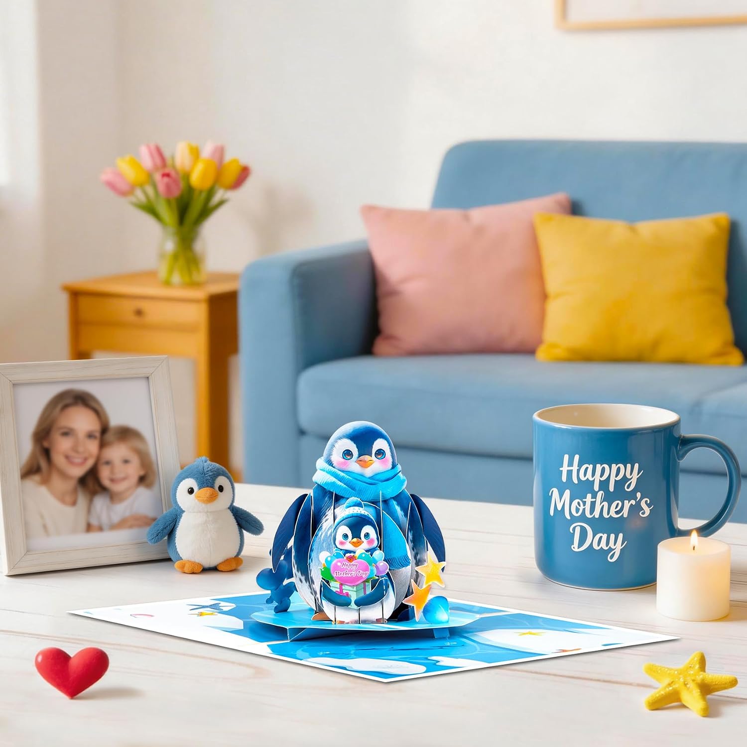 Thumbnail 1 de GREETING ART Penguin Pop-Up Mother’s Day Card, 3D Design, 20 x 15 cm