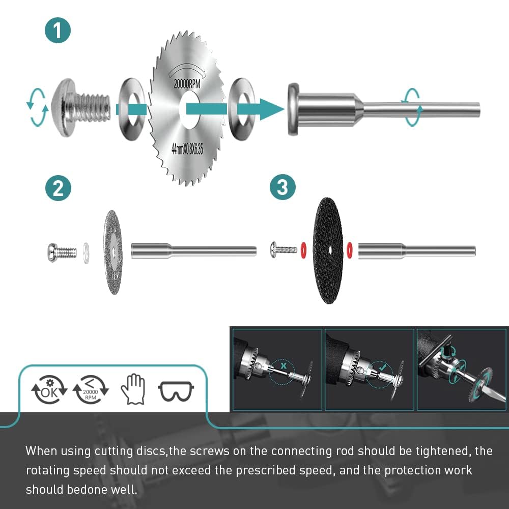 Detalle 2 de YURINWOO 32PCS-Cutting Discs Set snijschijvenset voor rotatiegereedschap, 3 mm schacht