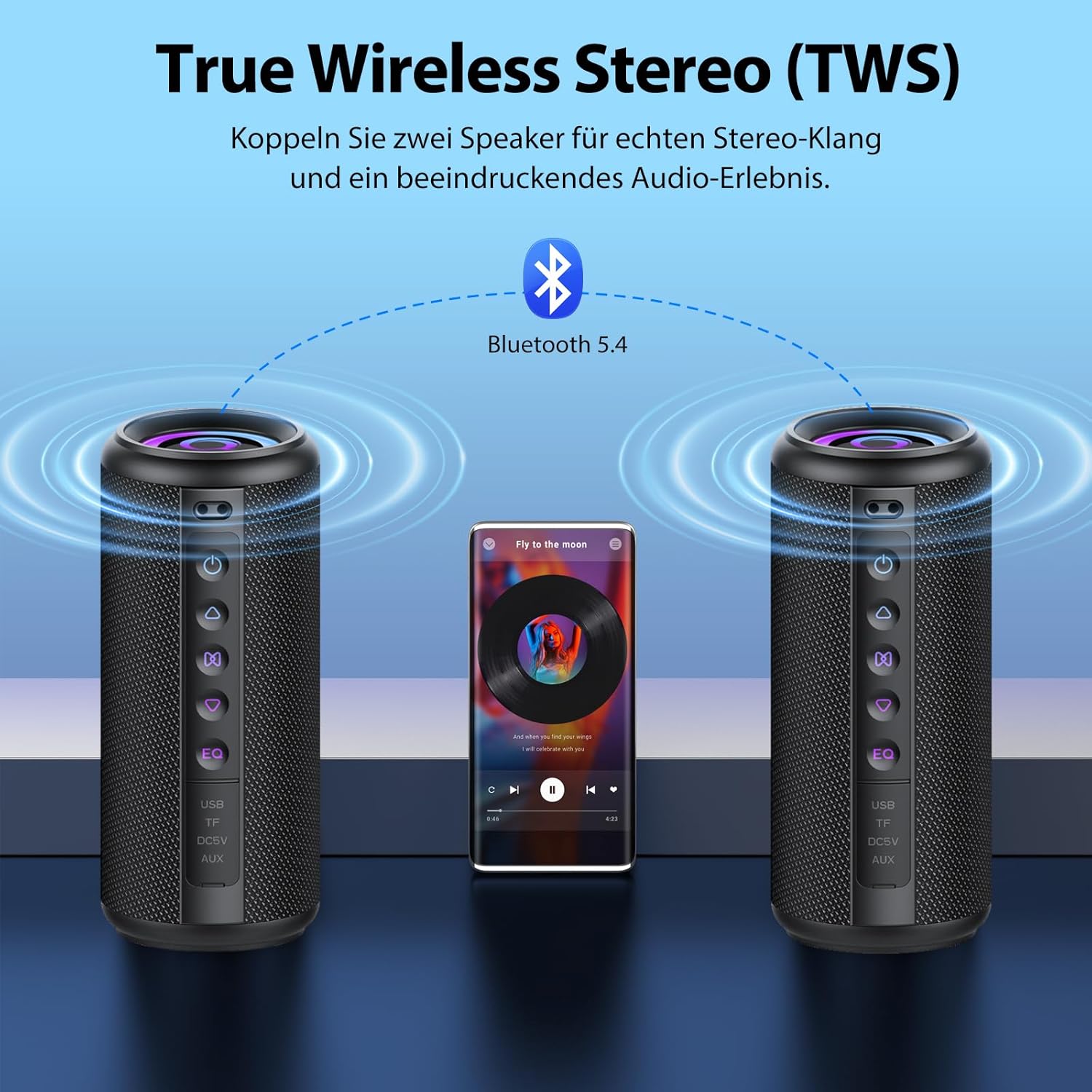Detalle de Bluetooth Musikbox 5.4 mit RGB, 20 Std