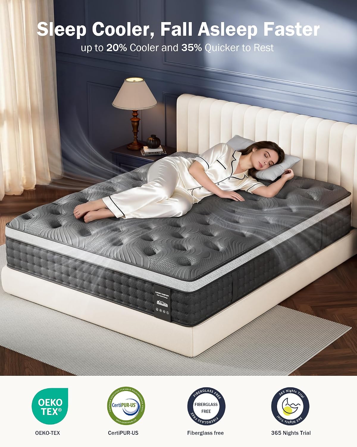 Detalle 2 de REGOSS RG12M-14 Queen-Firm-1 14-Inch Firm Hybrid Queen Mattress