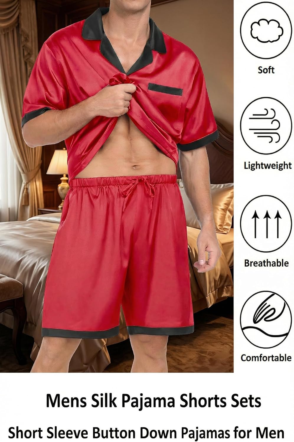 Thumbnail 3 de Ekouaer Men's Satin Pajama Set