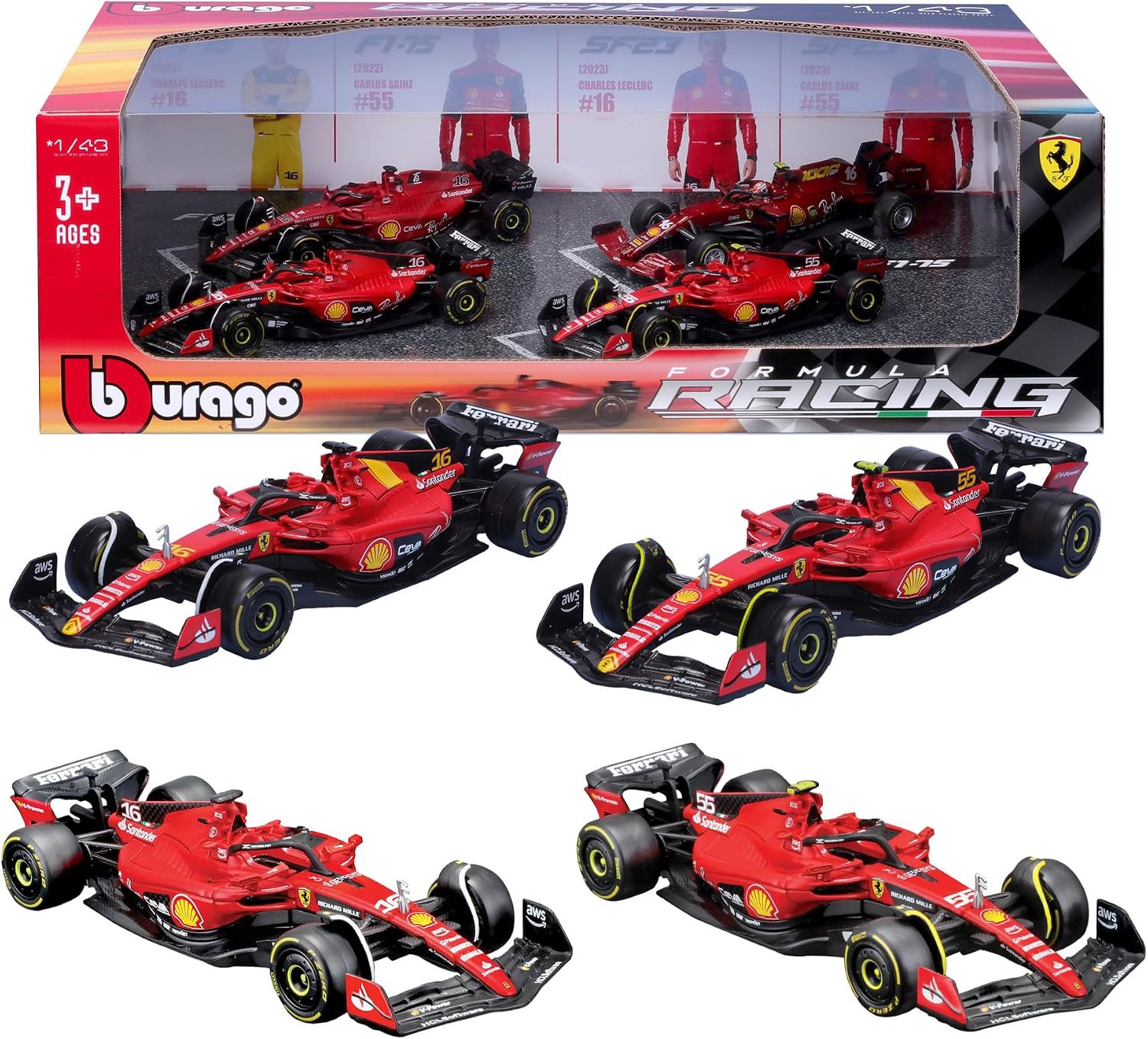 Detalle de Bburago Ferrari SF-23 "The First Lap" Test Fiorano 2024 #44 Lewis Hamilton – Modello diecast 1:43