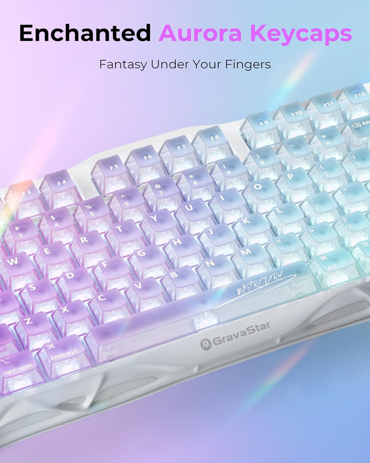 Thumbnail 4 de GravaStar Mercury K1 Lite 75% Gaming Keyboard (Tri-Mode Wireless + Wired) with Crystal Aurora RGB