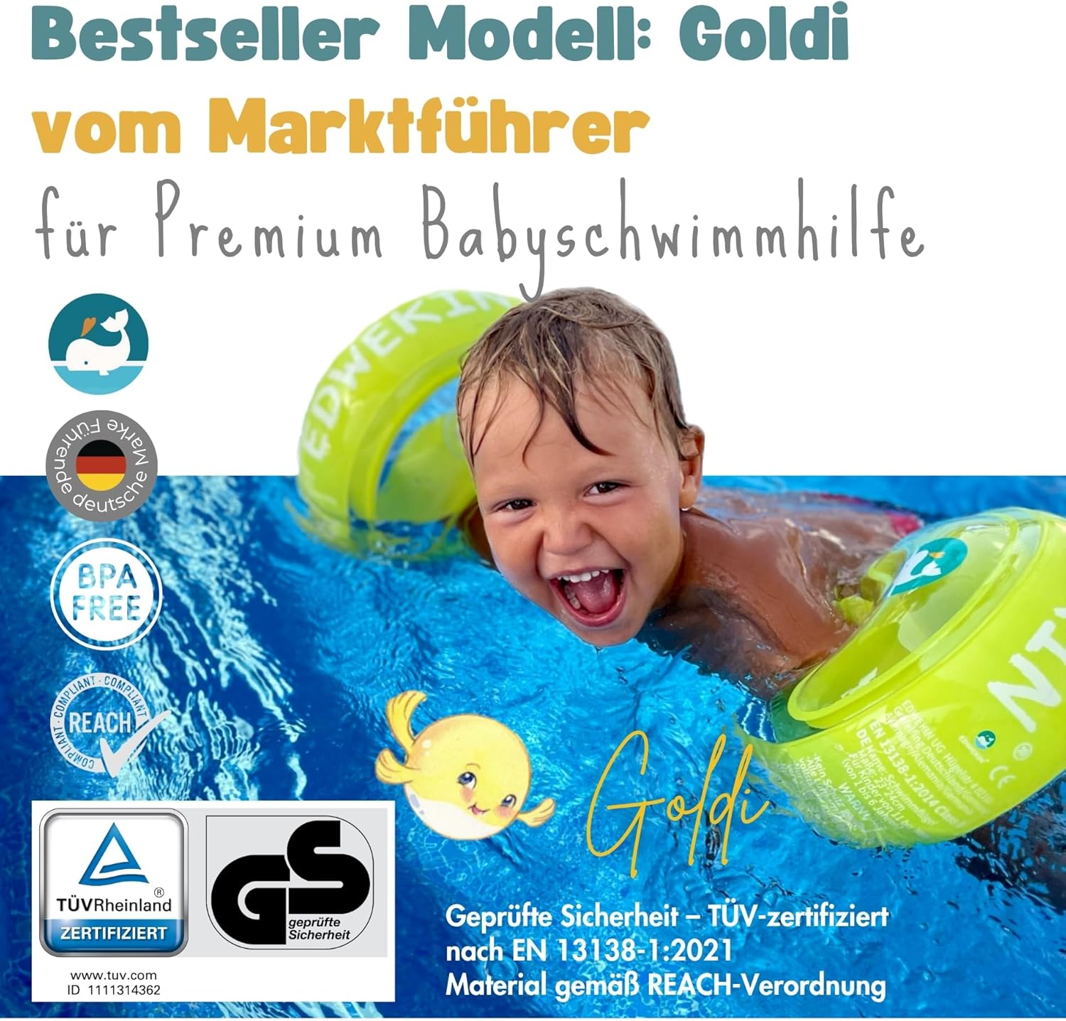 Thumbnail 1 de EDWEKIN Premium Schwimmflügel für Kinder 1–6 Jahre 🏊