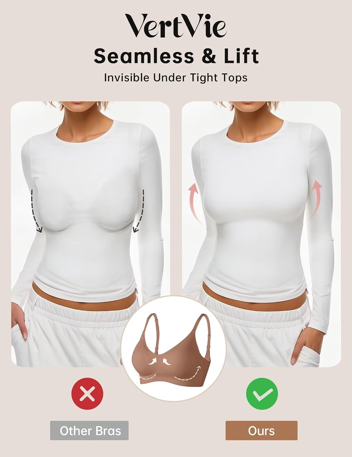 Thumbnail 3 de Vertvie Women's Seamless Jelly Bras: Wireless, Full Coverage Comfort with Push-Up Lift