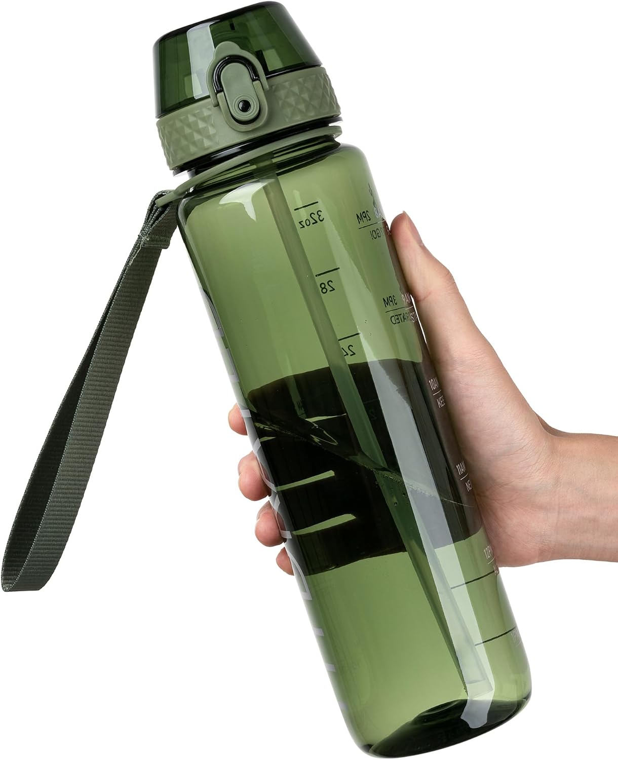 Detalle de OLDLEY 1L Sports Water Bottle with Straw – BPA Free Tritan, Leakproof, Time Marker