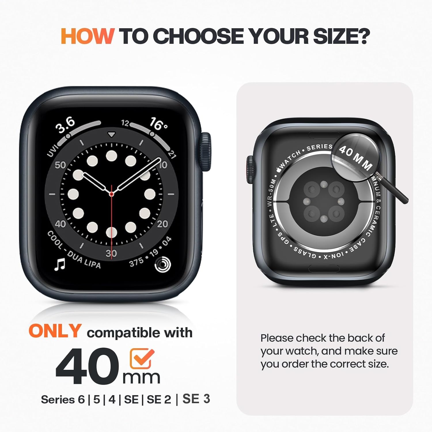Detalle de Goton Waterproof Case for Apple Watch 40mm (Series 6/5/4, SE 3/2/1) with 9H Tempered Glass and Hard Bumper