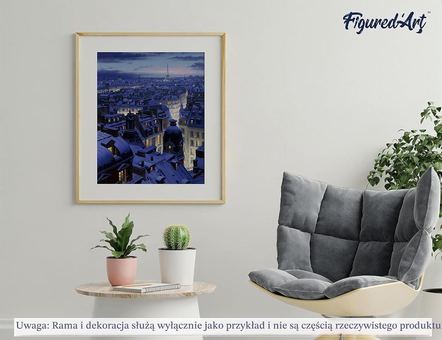Thumbnail 3 de Figured'Art malowanie po numerach dla dorosłych, dachy Paryża, płótno 40 × 50 cm