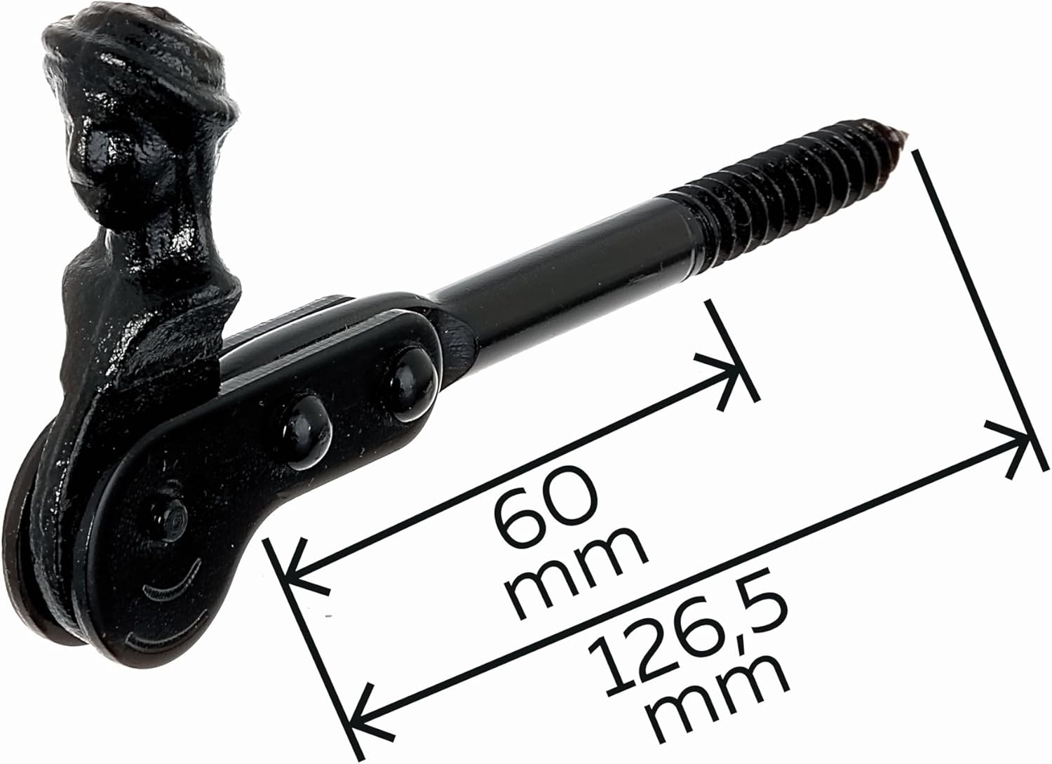 Detalle 2 de Alberts 307486 Arrêt de volet tête bergère noir laqué (set de 3) à visser ou à sceller