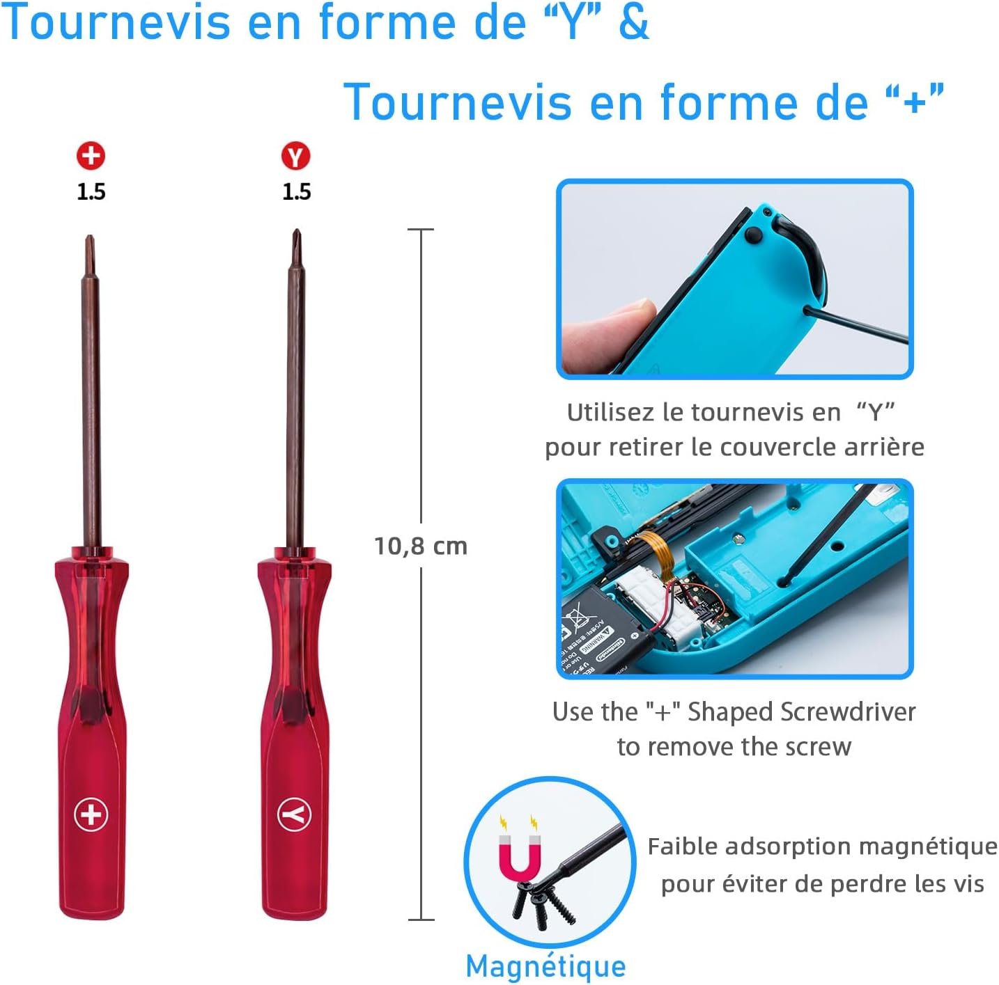 Thumbnail 2 de Kit de réparation Joy-Con Mcbazel (Switch / Switch Lite / Switch OLED) avec joysticks de rechange et tournevis Triwing