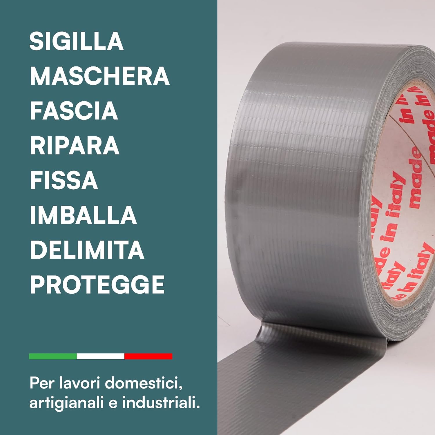 Detalle de DNK TRADE Nastro Adesivo Telato Americano 50mm x 25m – Tre Rotoli Grigio, resistente all’acqua e adatta a metallo, plastica e legno