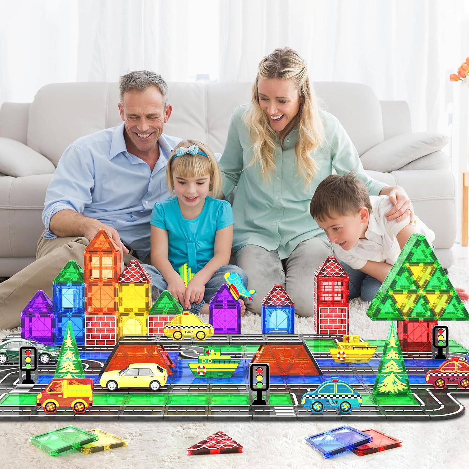 Detalle de Coodoo Magnetic Tiles City Road Set – Creative City-Building for Ages 3–5