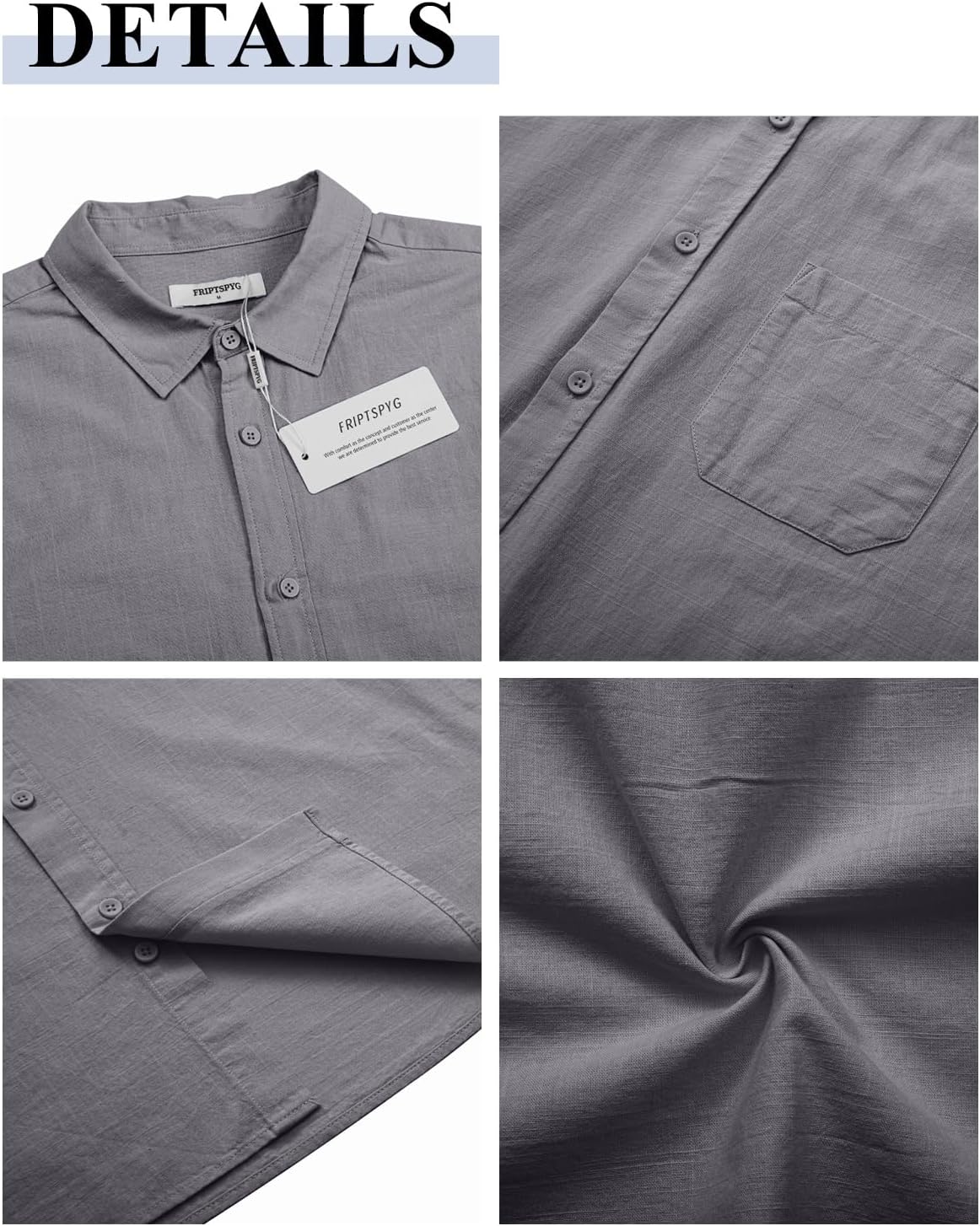 Thumbnail 4 de Friptspyg chemise homme lin & coton manches courtes coupe regular casual (avec poche)