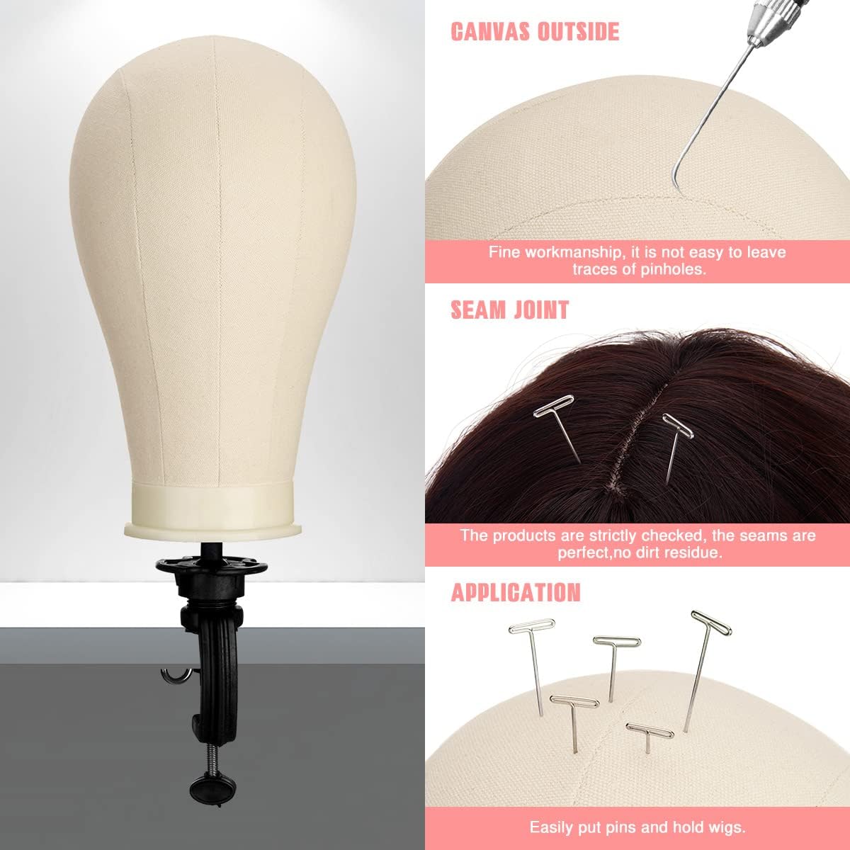 Detalle 2 de SZCY 22 Inch Canvas Mannequin Wig Head with Stand