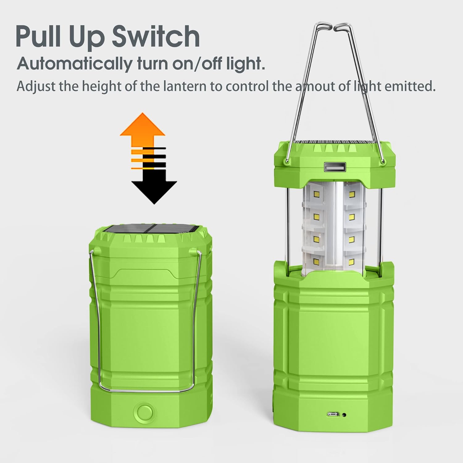 Thumbnail 5 de Lanterne de camping LED solaire à manivelle rechargeable 3000 mAh, 2 en 1 lanterne et lampe de poche