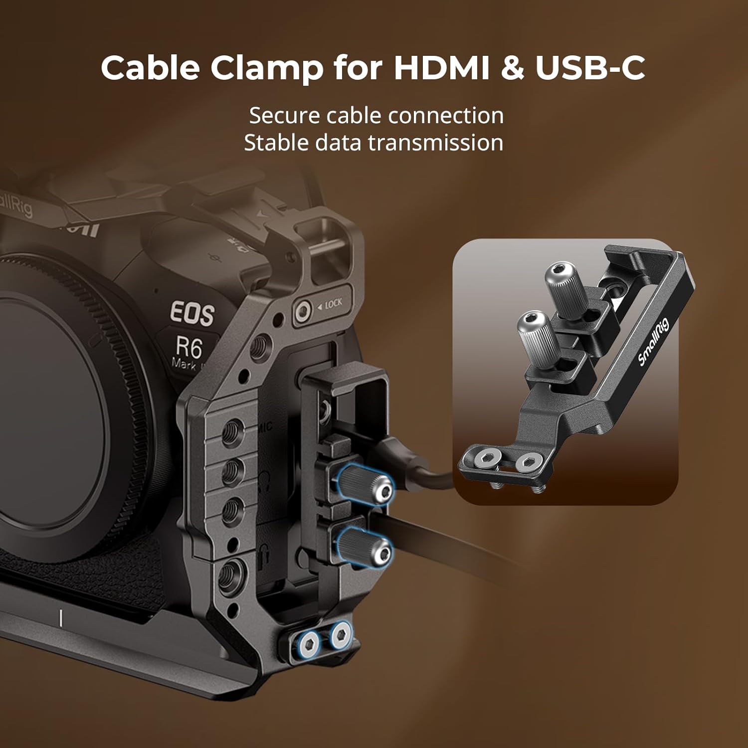 Thumbnail 3 de SMALLRIG R6 II Camera Cage Kit for Canon R6 Mark II: Full Cage, Top Handle, Cable Clamp, NATO Rails and Built‑in Cold Shoes