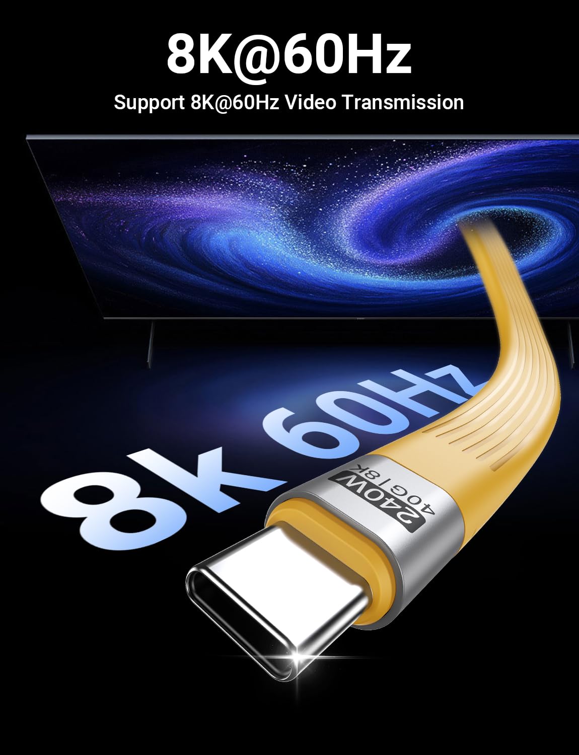 Thumbnail 2 de VAFOTON 240W Short USB-C Cable (6-inch) — USB-C to USB-C, 40Gbps, 8K60, Thunderbolt 3/4 Compatible