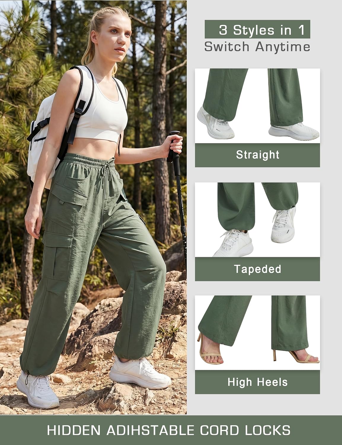 Detalle de Quick-Dry Cargo Hiking Pants, 8 Pockets