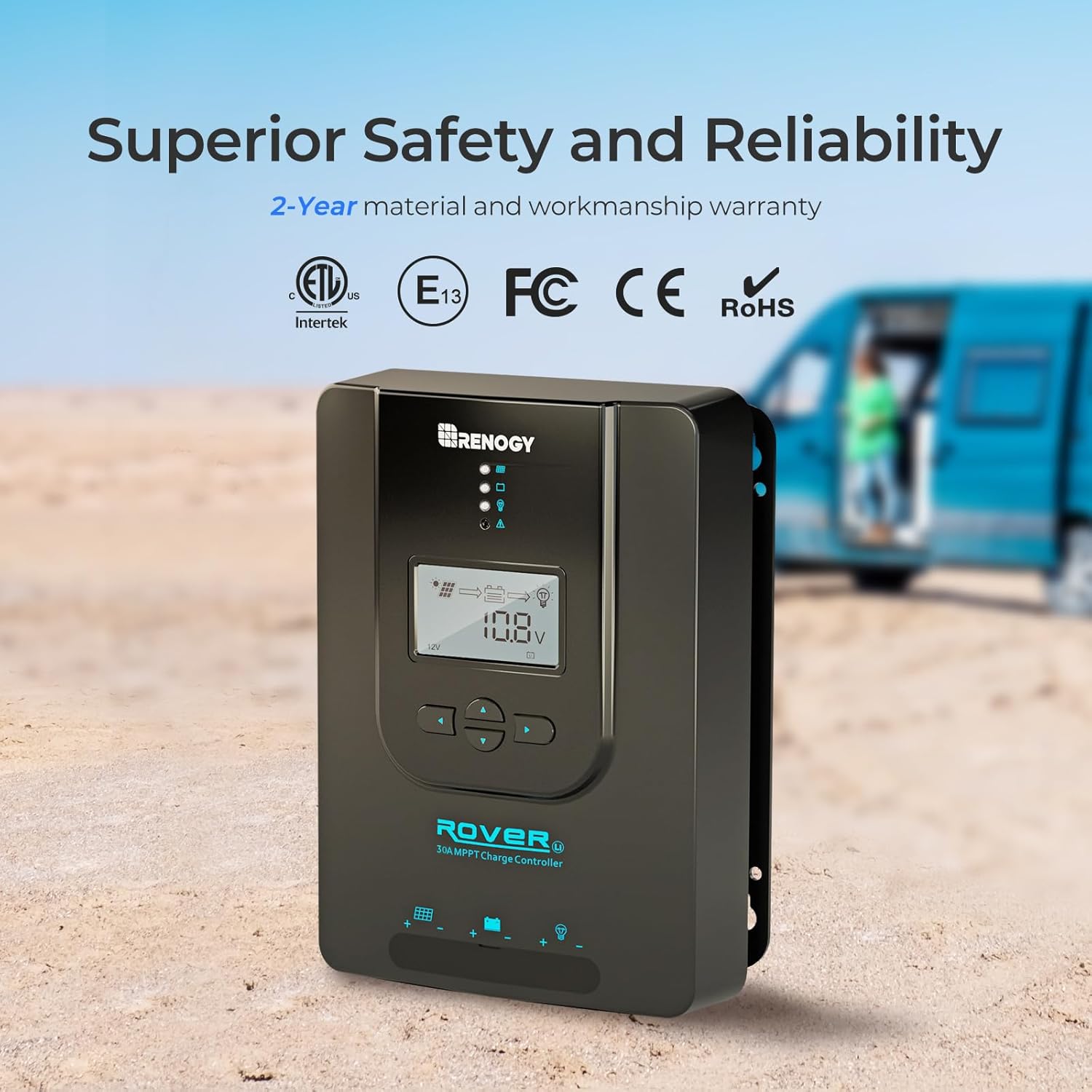 Thumbnail 6 de Renogy Rover 30A MPPT Solar Charge Controller (12V/24V Auto) with LCD for Gel, Sealed, Flooded & Lithium Batteries
