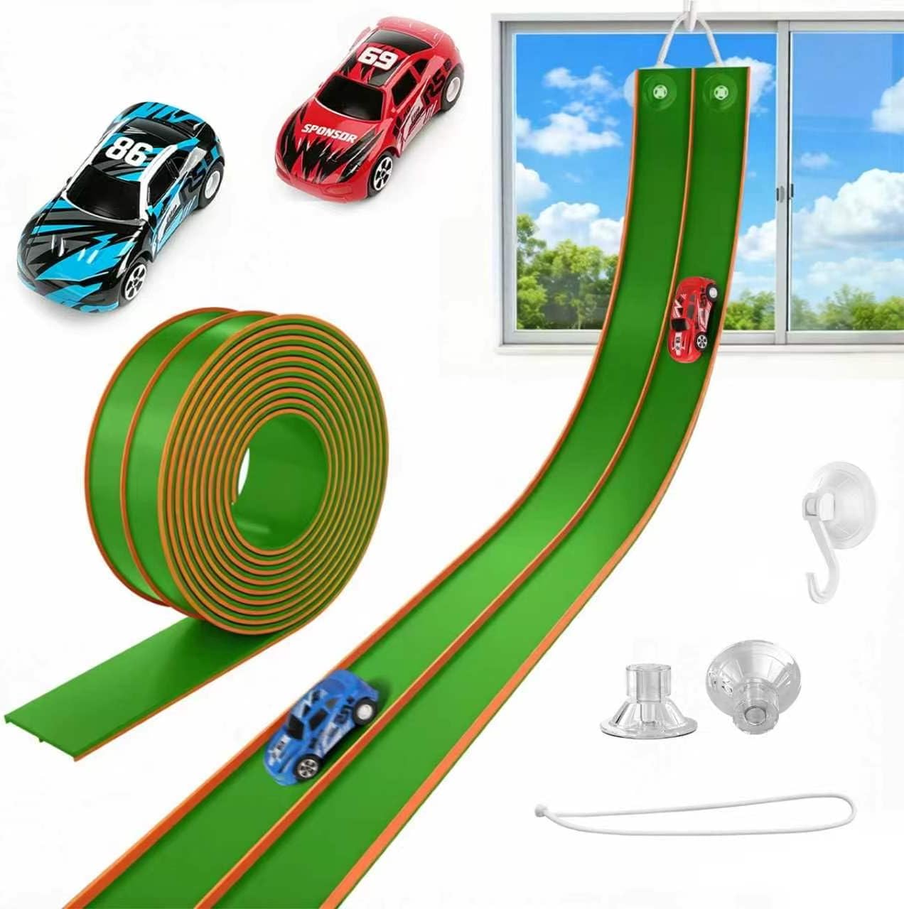 Thumbnail 6 de TAEMVV 15 Ft Dual Flexible Race Track for Kids — DIY Side-by-Side Car Track with 1/64 Diecast Compatibility