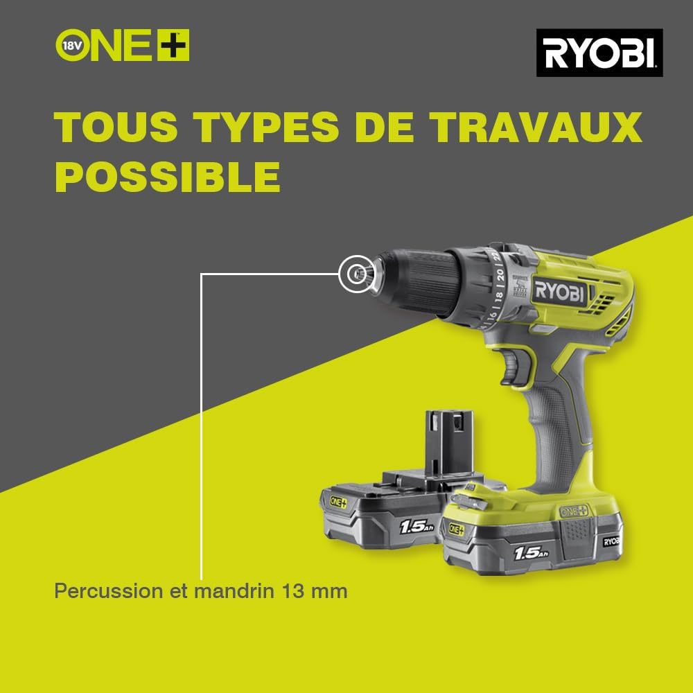 Thumbnail 1 de Ryobi - Perçeuse-visseuse à percussion sans fil 18V ONE+ R18PD3-215S