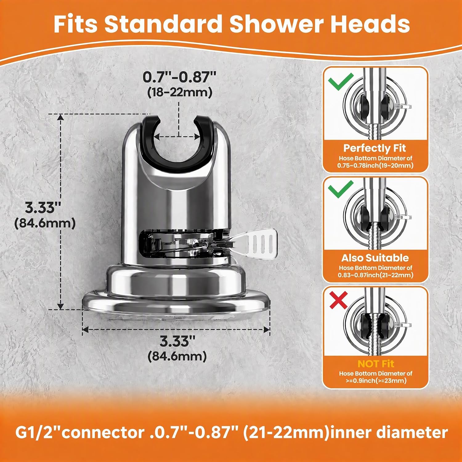 Thumbnail 6 de Sunschois Chrome Adjustable Suction-Cup Handheld Shower Head Holder