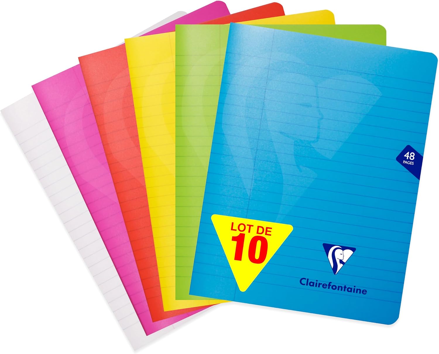 Detalle de Clairefontaine 303755C – Lot de 10 Cahiers agrafés Mimesys 17x22 cm, 48 pages, papier blanc 90 g, couvertures polyprop
