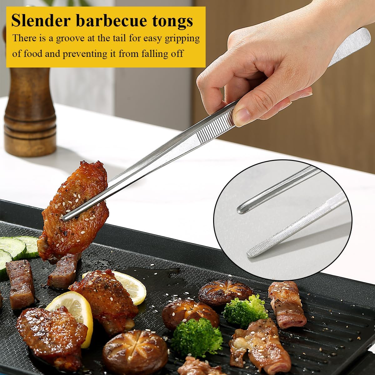 Detalle de Berglander Pinces de Cuisine 2 pièces 30,5 cm – Pinces à Grill en Acier Inoxydable Extra-longues