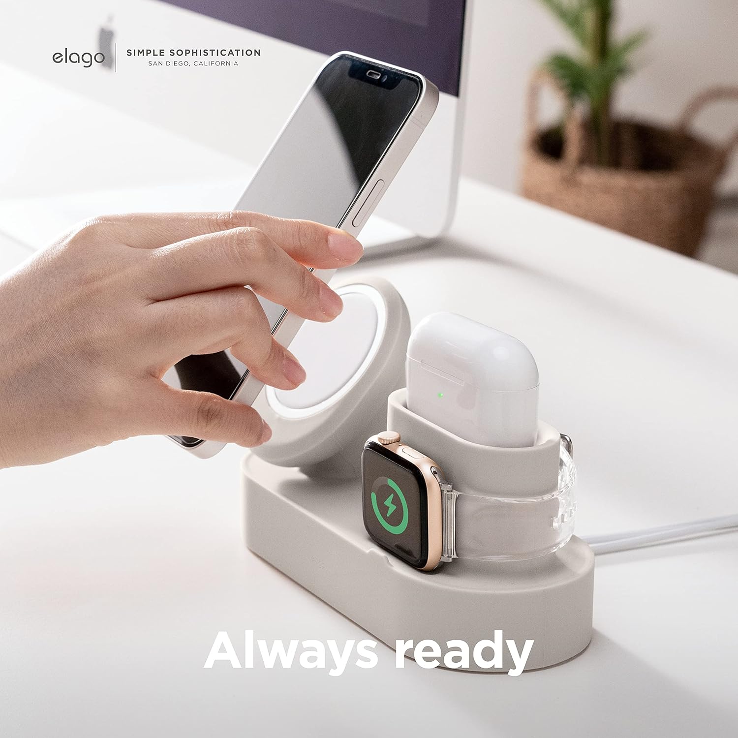 Thumbnail 2 de elago Stazione MS Trio 2 compatibile con MagSafe: hub di ricarica per iPhone, Apple Watch e AirPods (cavi non inclusi)