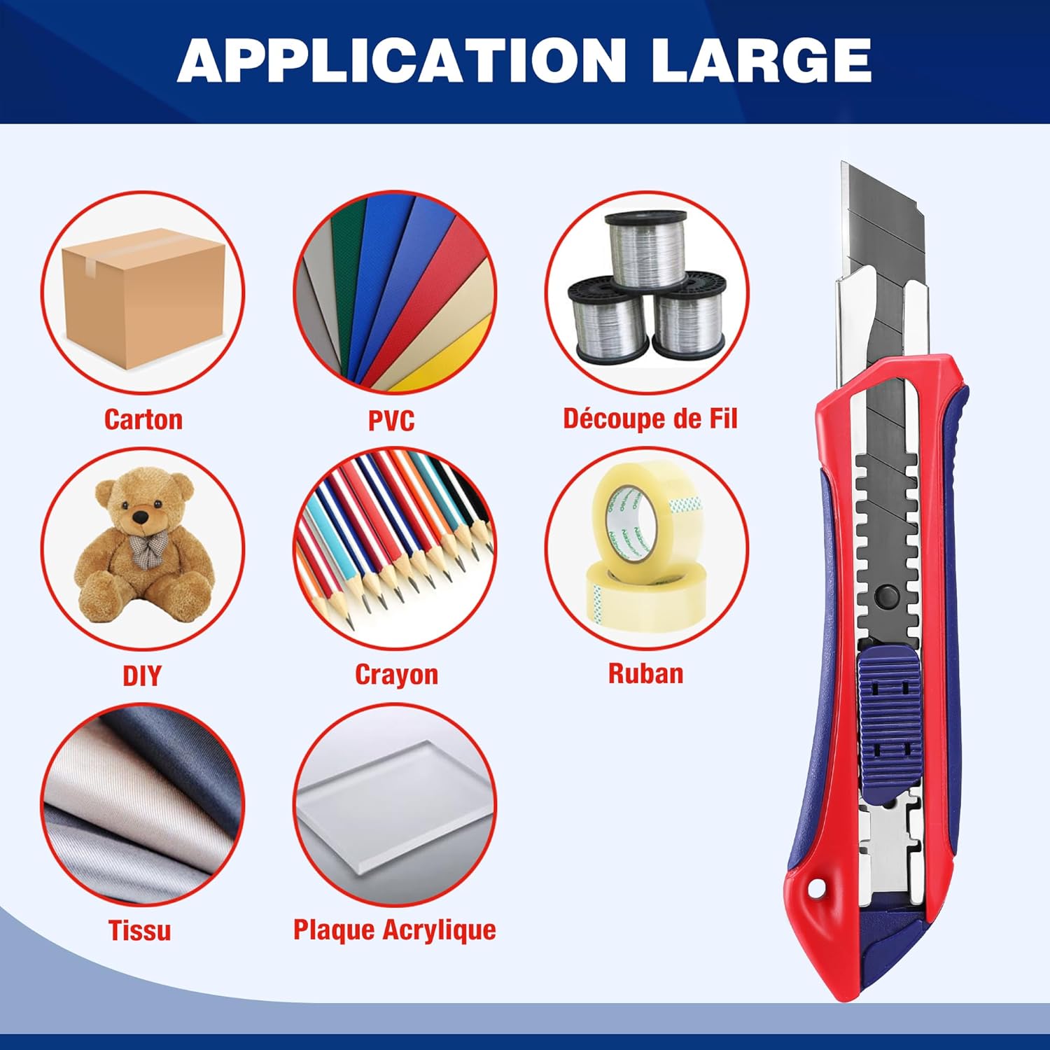 Thumbnail 6 de WORKPRO Cutter utilitaire rétractable 18 mm — lot de 3 ✂