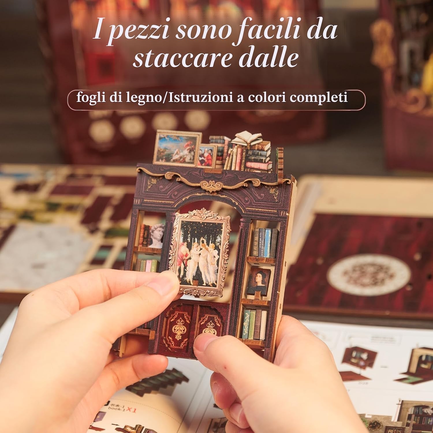 Thumbnail 3 de Fsolis DIY Book Nook “Library of Wisdom” – mini casa in legno con luci LED, kit da assemblare