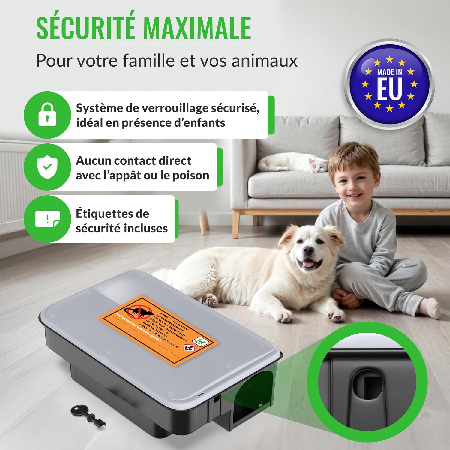Detalle de Mice&Co 4X Boîte d’Appât Professionnelle – Station Sécurisée pour Rats et Souris (4 unités)
