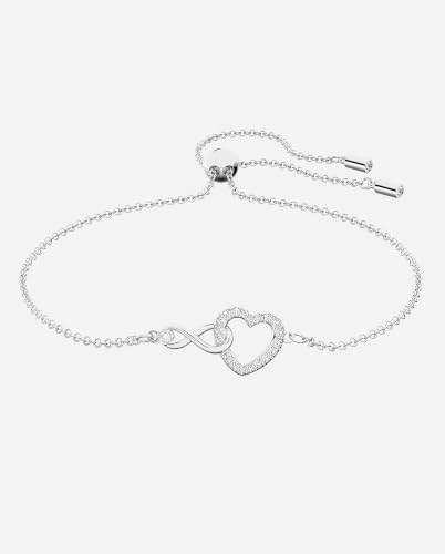 Detalle de Swarovski Hyperbola Armband – Unendlichkeitszeichen und Herz, rhodiniert, Weiss