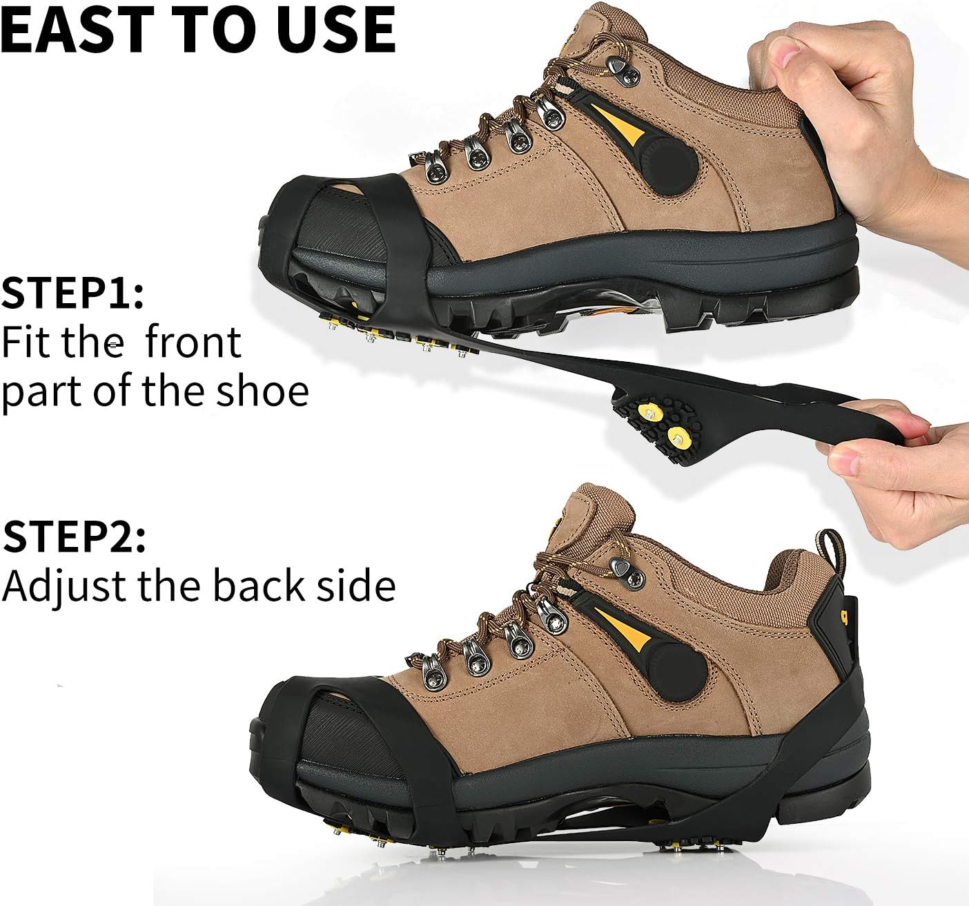 Ice Cleats Traction Grips with 10 Steel Studs