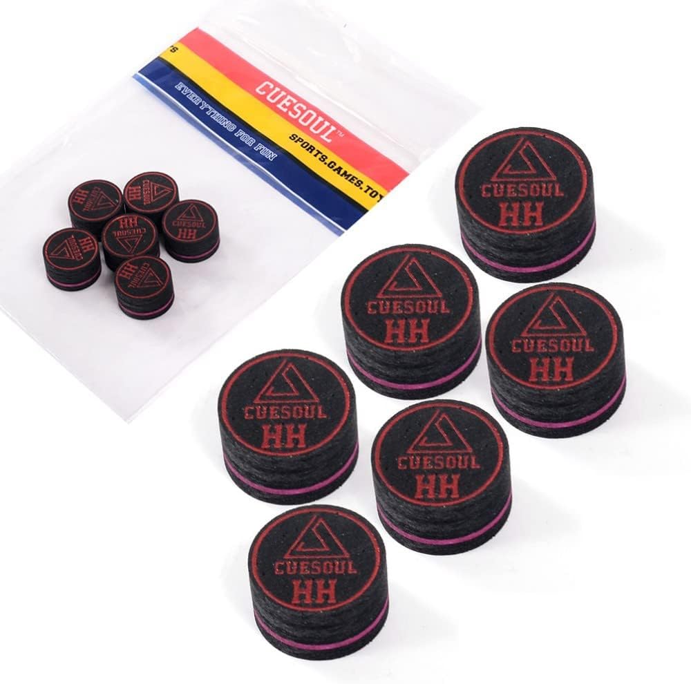 Detalle de CUESOUL set da 6 punte in pelle di maiale (9 strati) da 14 mm per stecca da biliardo